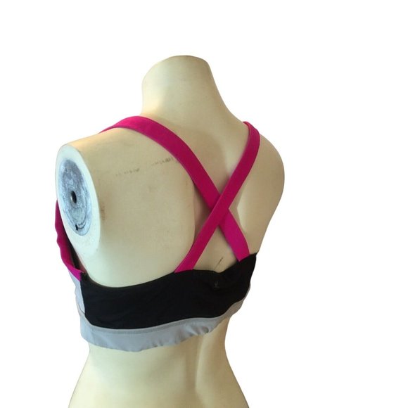 Torrid Black & Gray with Neon Pink Trim X-Cross Back Sports Bra 00 (Sz 10) - Picture 2 of 7